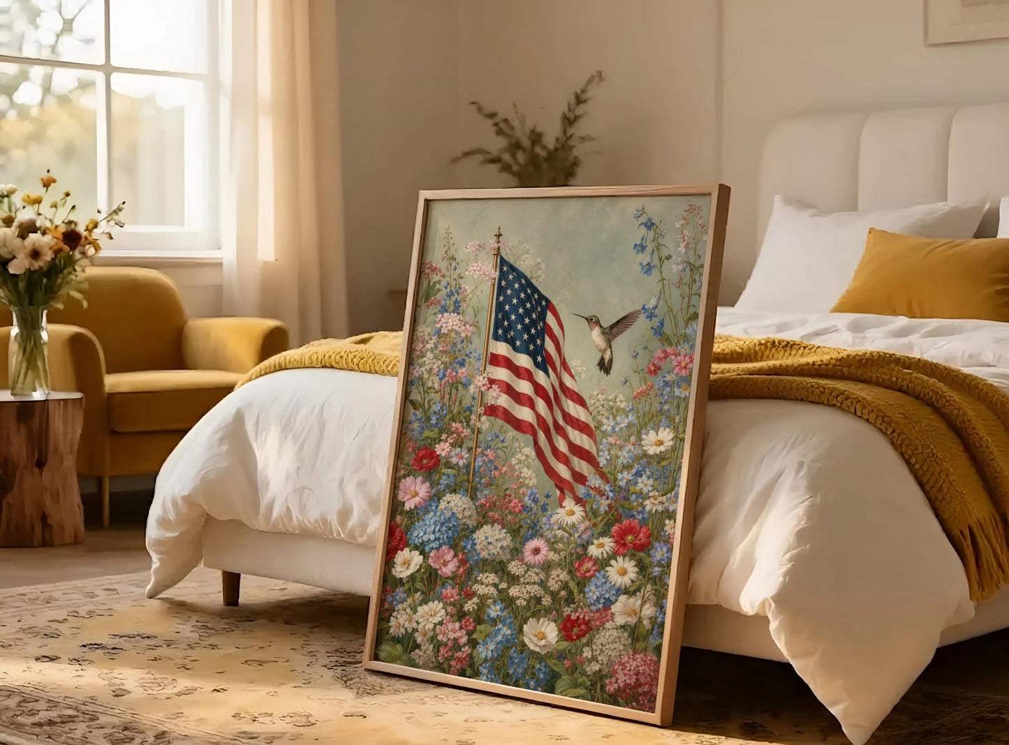 American Flag Wall Art, Patriotic Wall Art,American wallart,Wildflower
