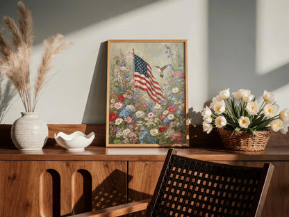 American Flag Wall Art, Patriotic Wall Art,American wallart,Wildflower