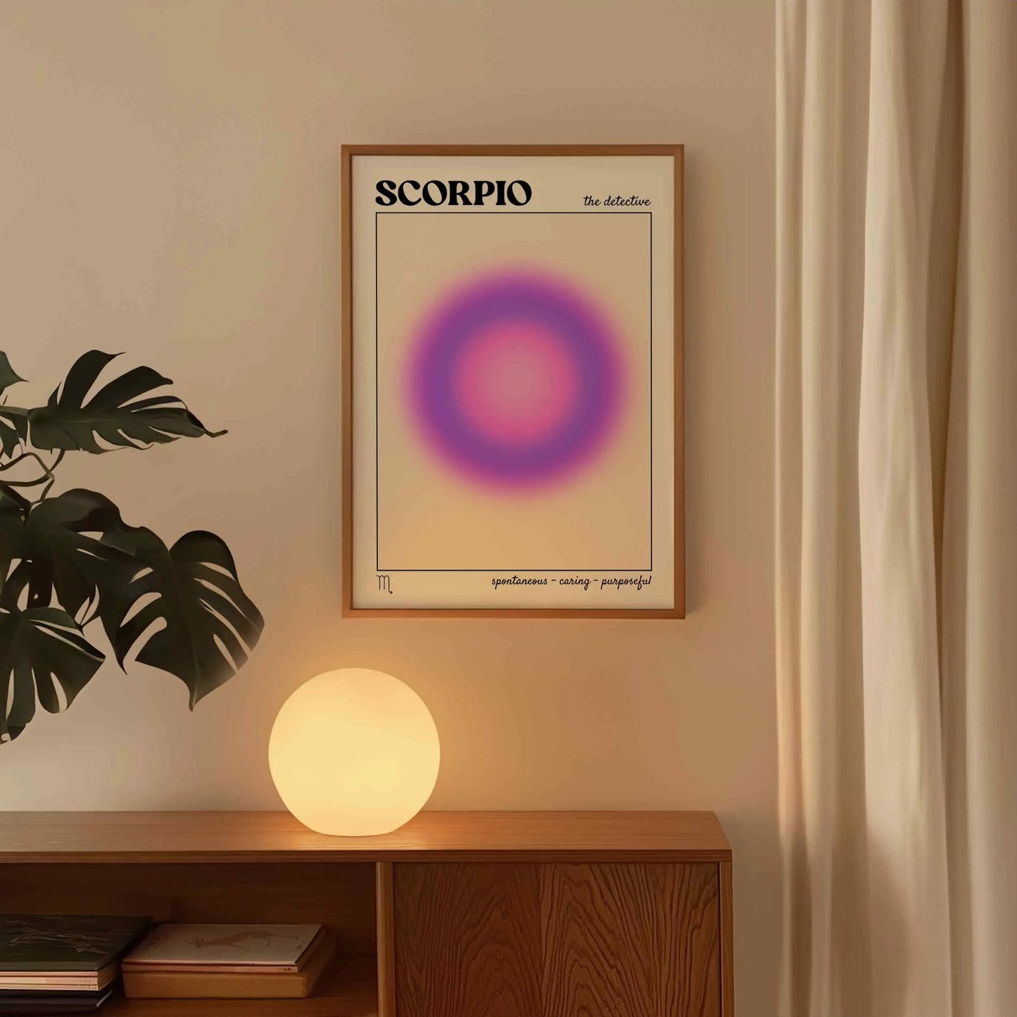 Scorpio Aura Canvas Wall Art, Gradient Zodiac Astrology Print for Scorpio Season