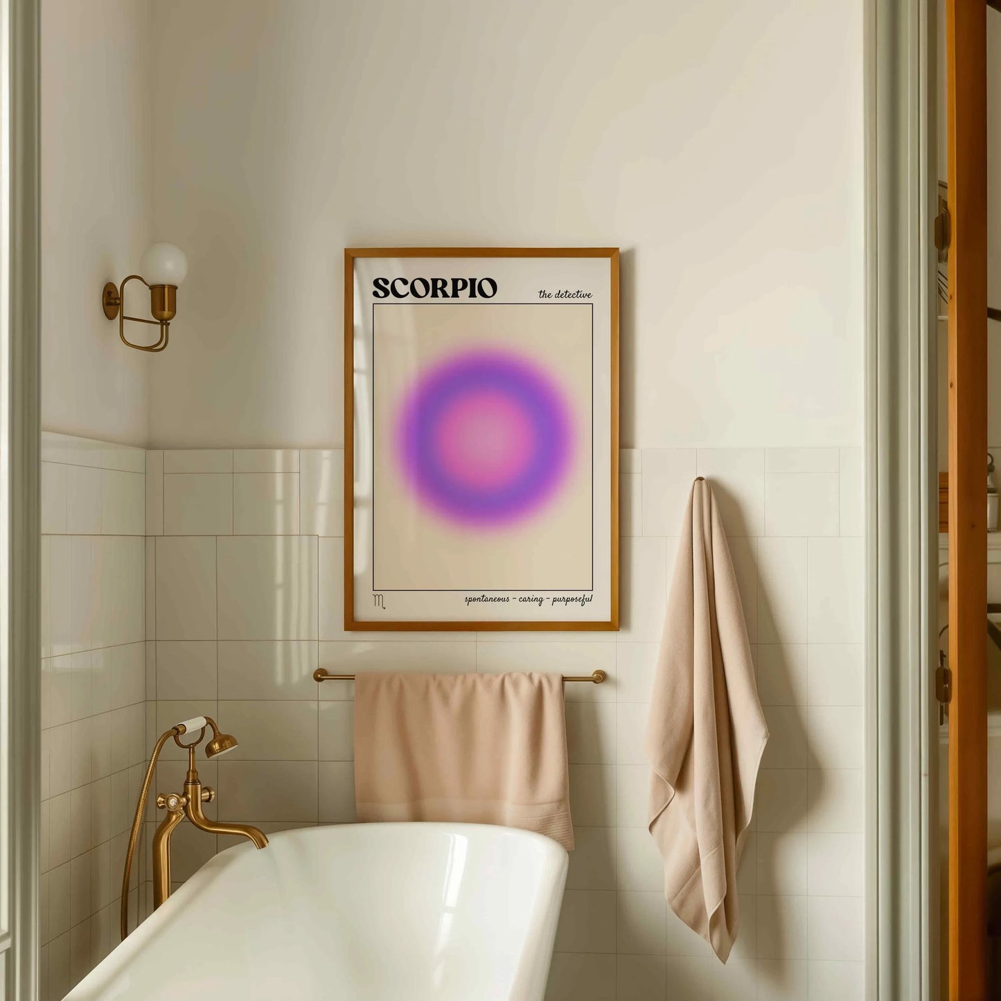 Scorpio Aura Canvas Wall Art, Gradient Zodiac Astrology Print for Scorpio Season