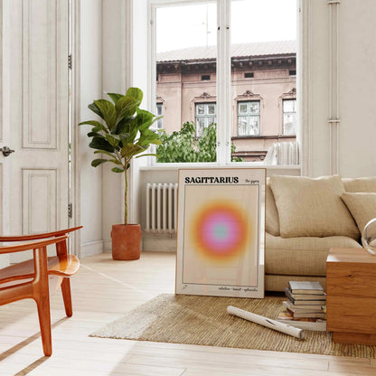 Sagittarius Aura Canvas Wall Art, Gradient Zodiac Astrology Print,