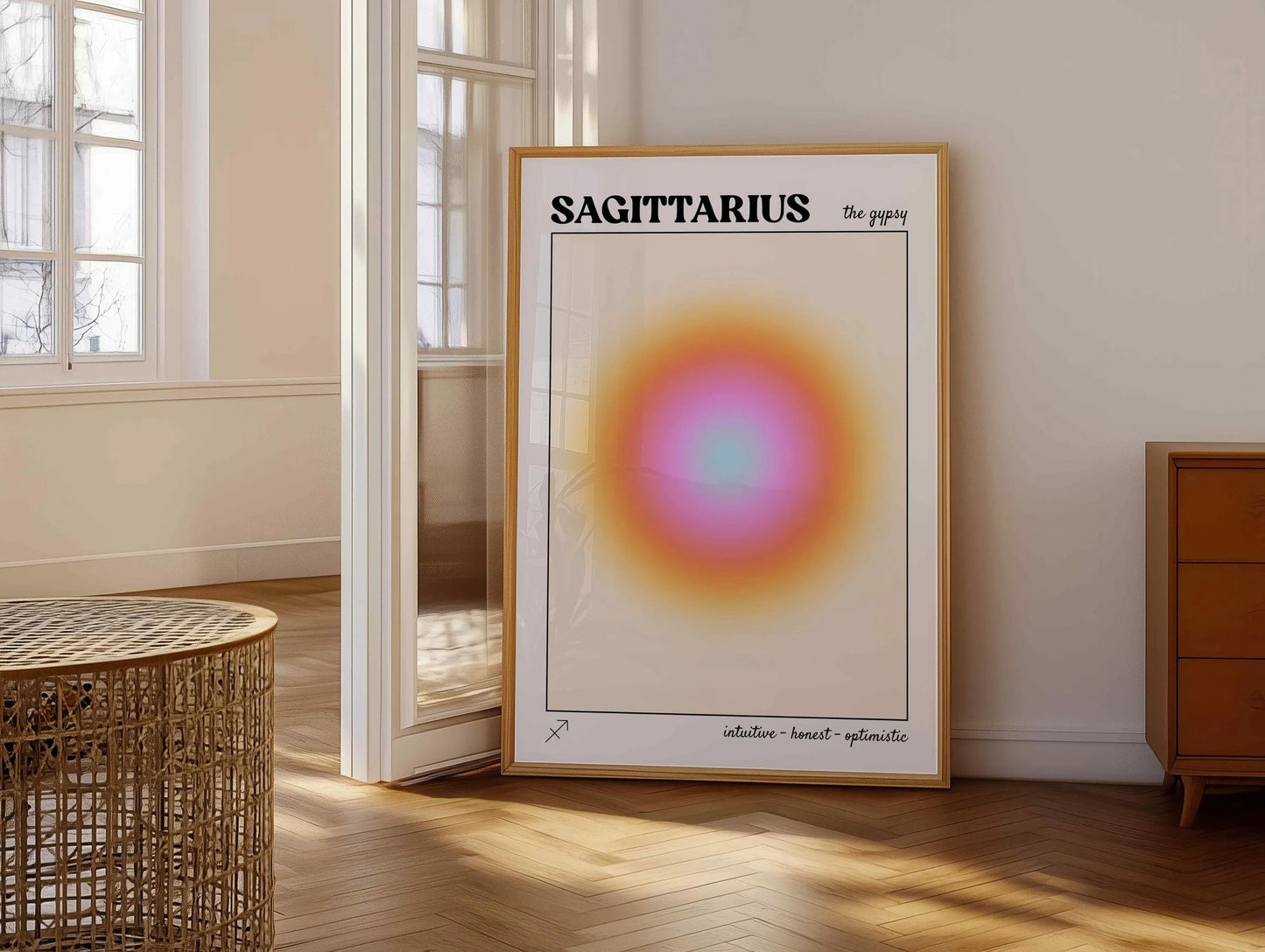 Sagittarius Aura Canvas Wall Art, Gradient Zodiac Astrology Print,