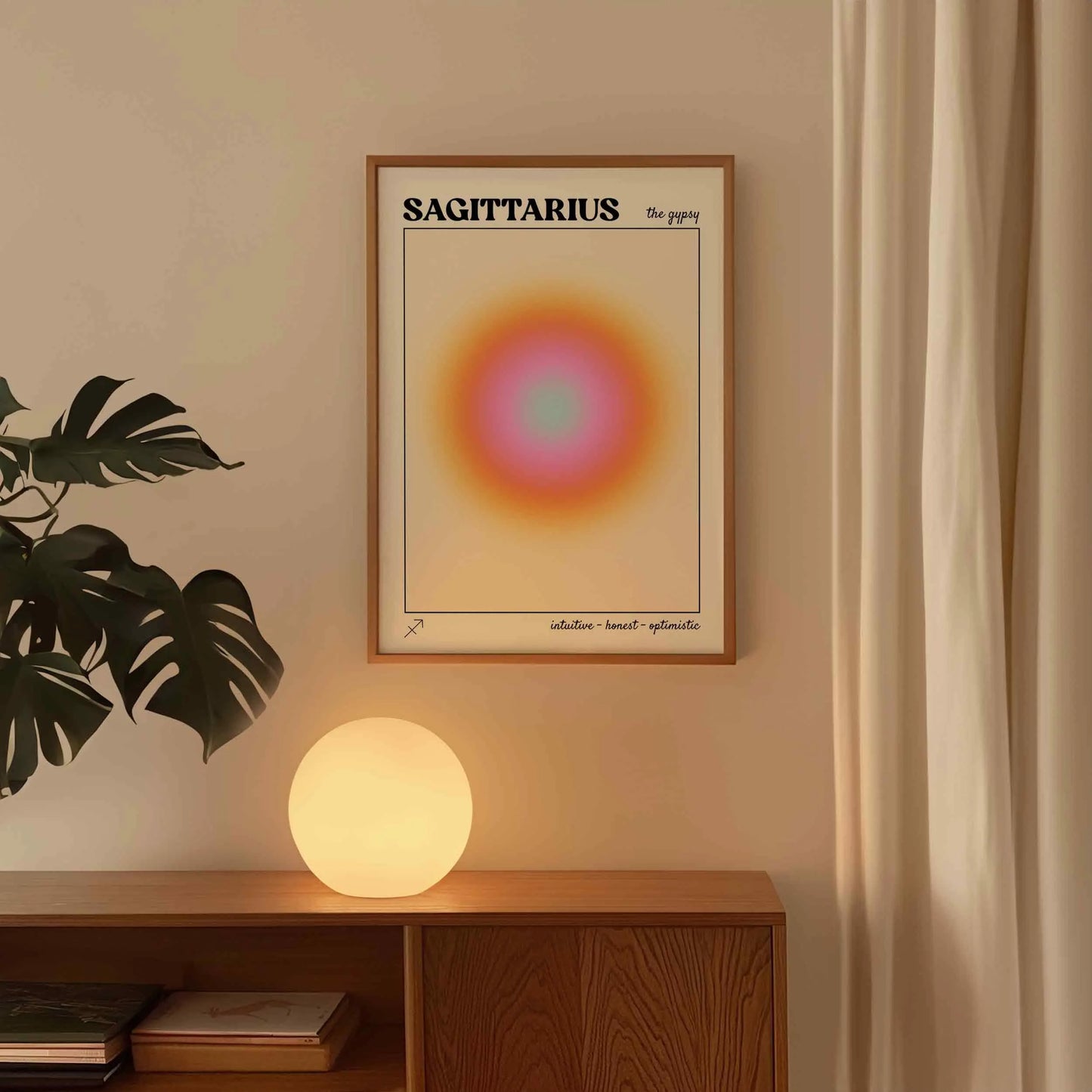 Sagittarius Aura Canvas Wall Art, Gradient Zodiac Astrology Print,