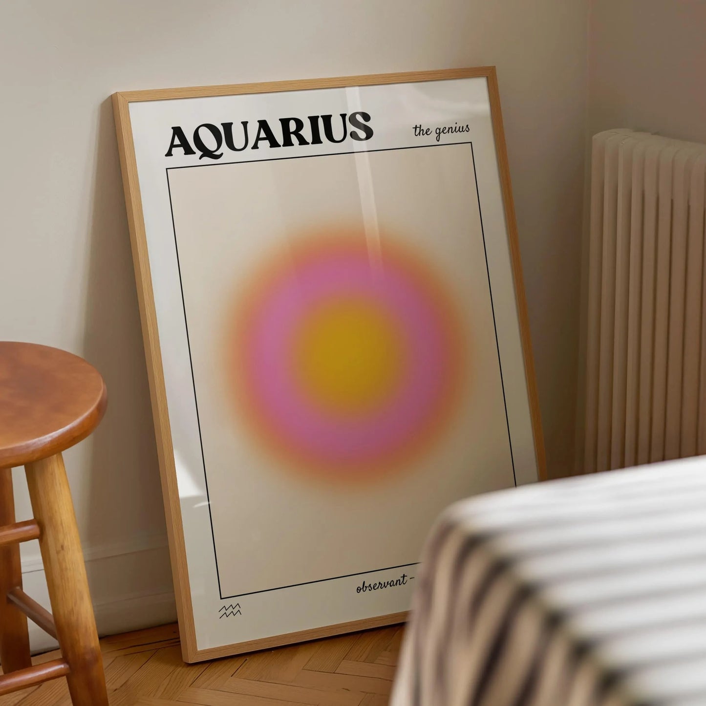 Aquarius Aura Canvas Wall Art, Gradient Zodiac Star Sign Print, Spiritual Astrology Decor